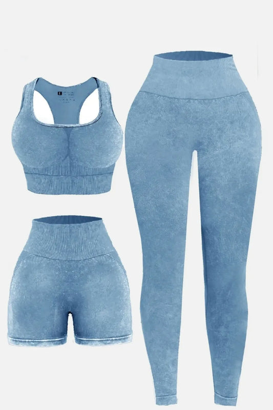 Women’s 3-piece workout set – blue activewear