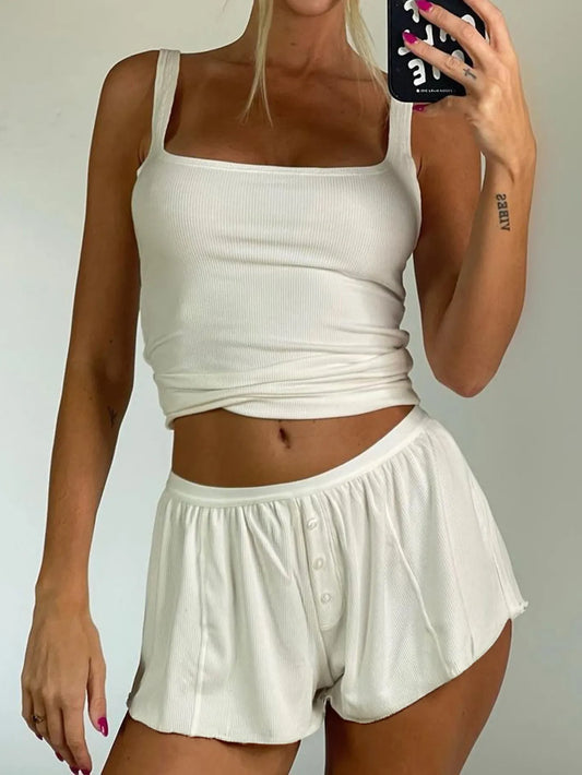 Square Neck Tank and Shorts Set DmGLabeL 